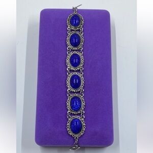 Elegant Blue Stone and Silver Bracelet
